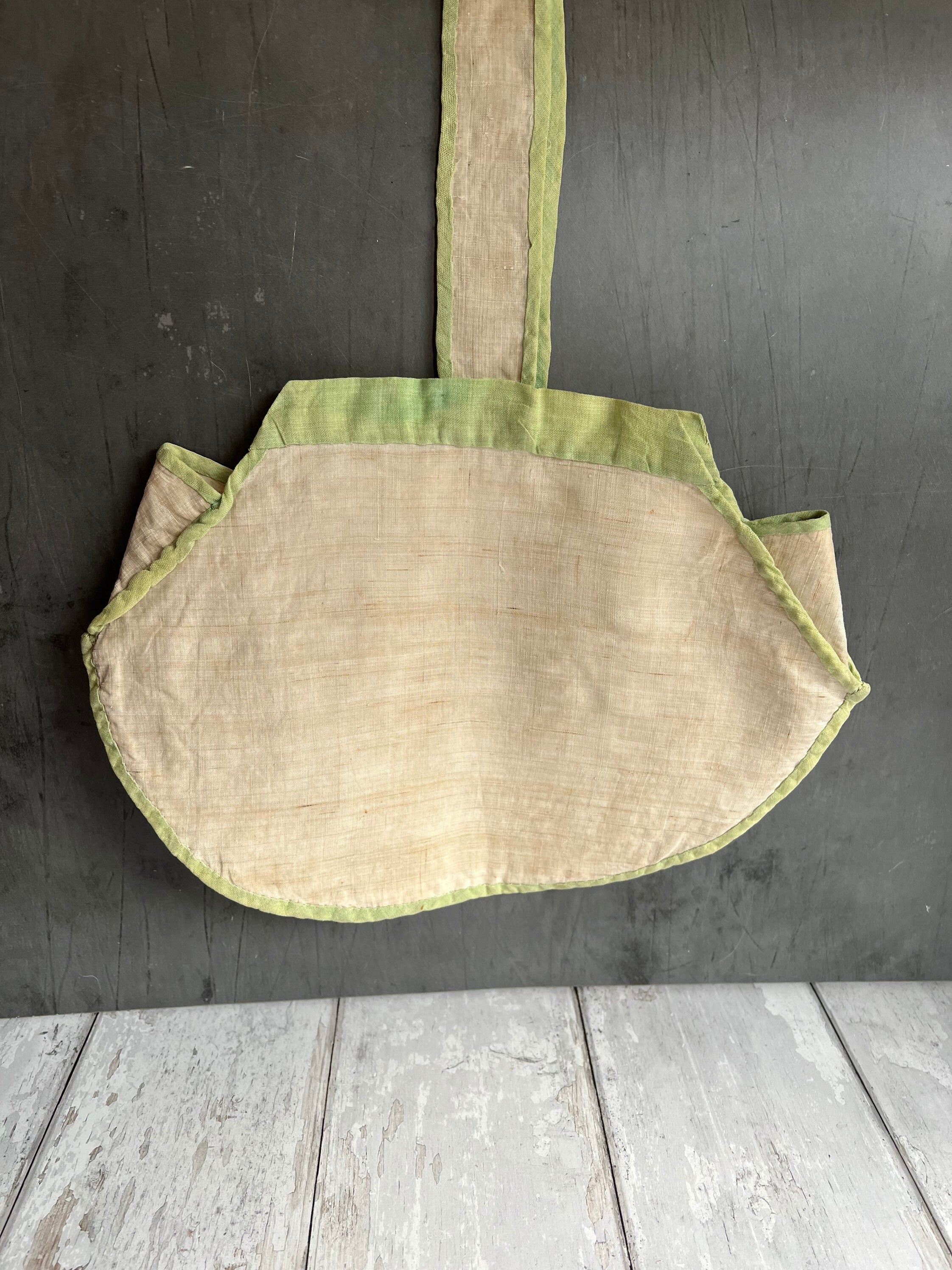 Rare Original 1920s Handbag Lantern Shape Chilli Pepper Vegetable Appliqué Pina Cloth Art Deco