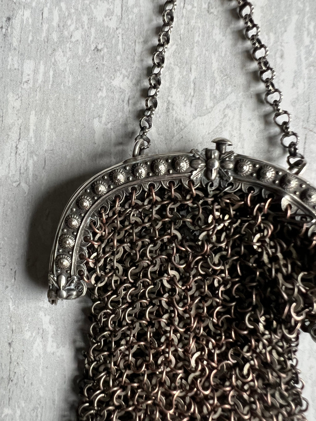 Antique Miniature French Sterling Silver Dolls Purse Circa 1840 AF