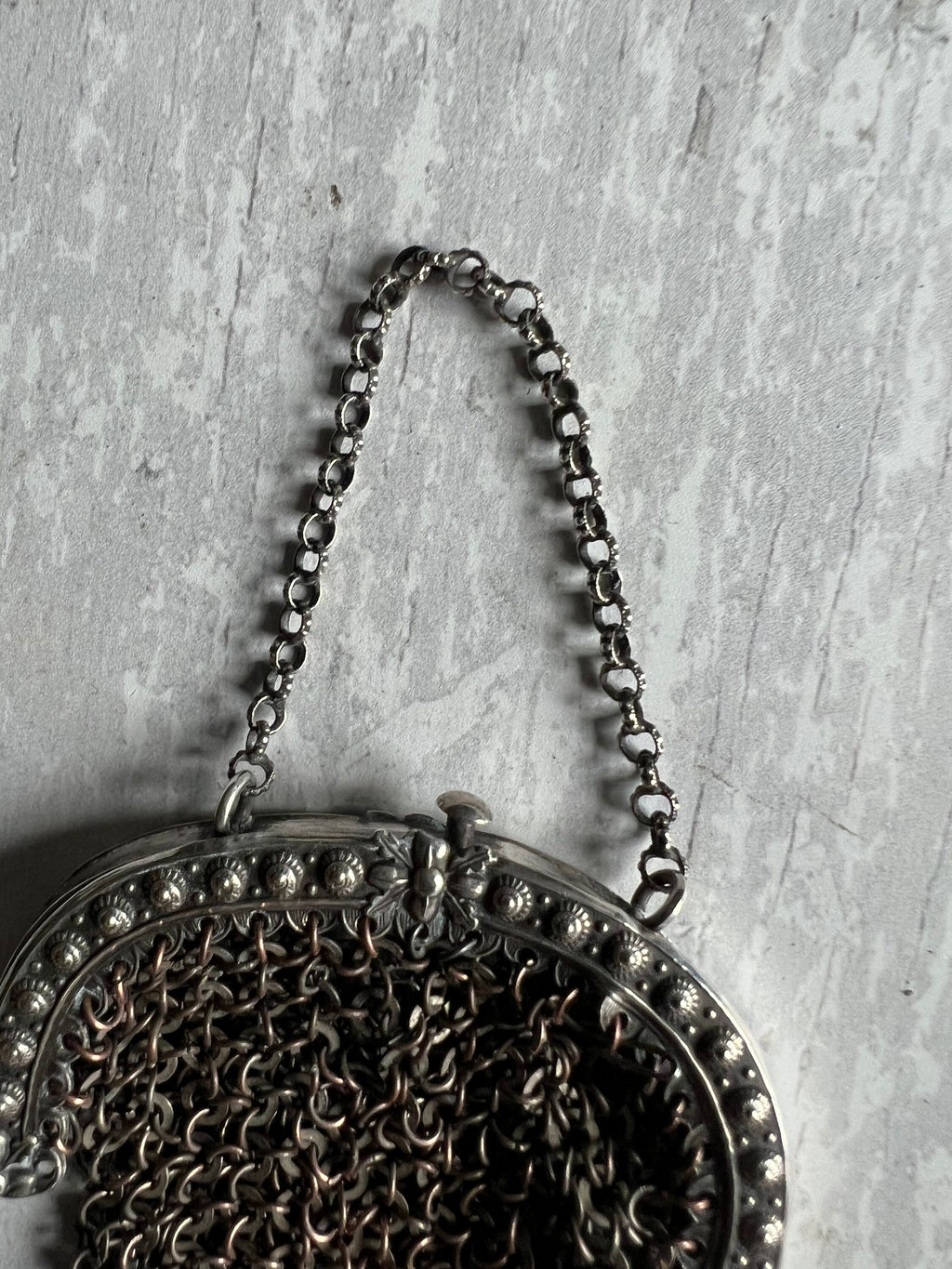 Antique Miniature French Sterling Silver Dolls Purse Circa 1840 AF