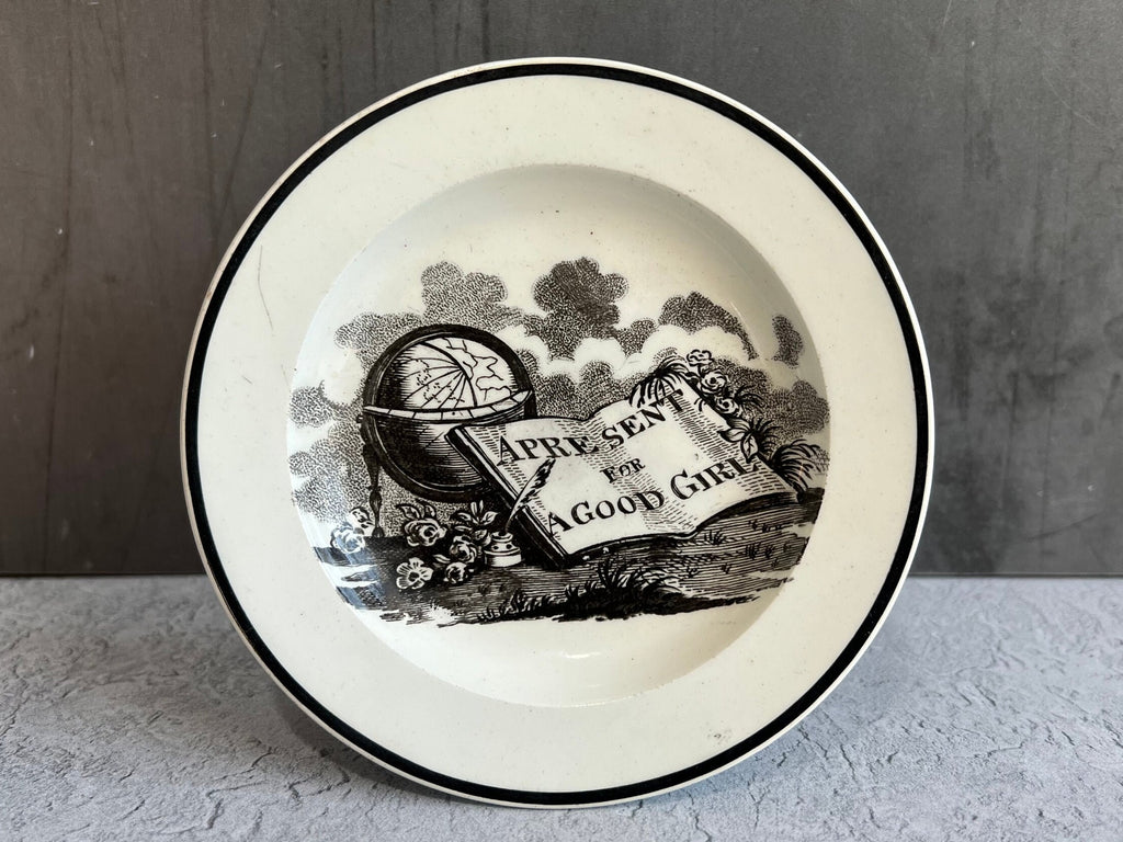 Antique Miniature Plate A Present For A Good Girl Nursery Ware Wedgwood C 1830