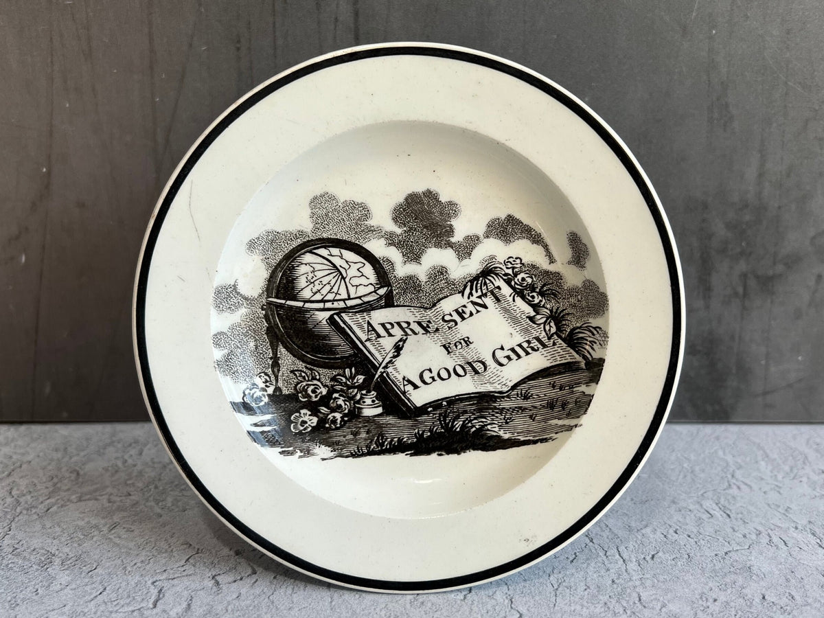 Antique Miniature Plate A Present For A Good Girl Nursery Ware Wedgwood C 1830