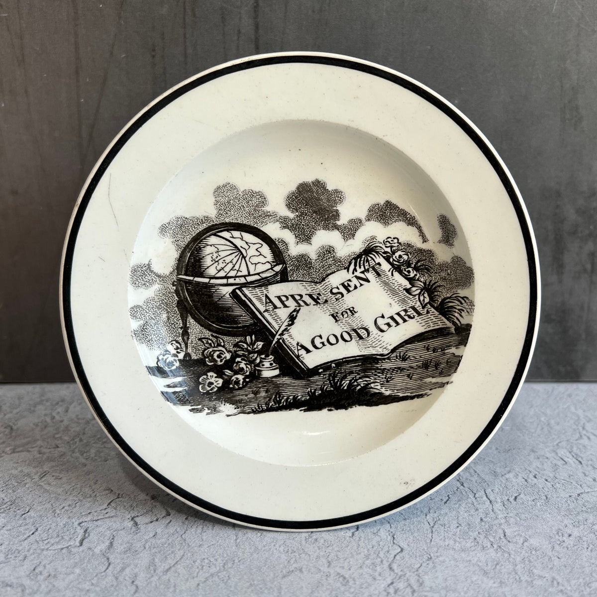 Antique Miniature Plate A Present For A Good Girl Nursery Ware Wedgwood C 1830