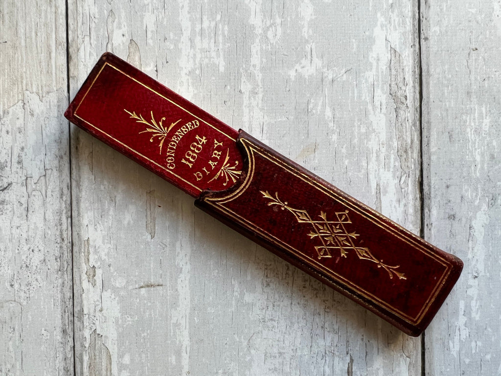 19th Century Miniature Red Leather Cased Diary De La Rue 1884 Victorian