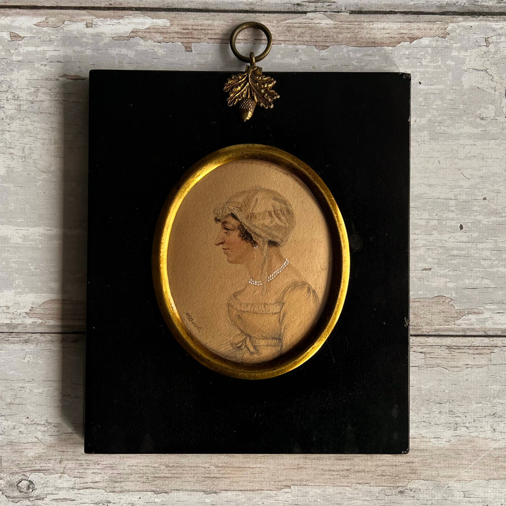 19th Century A R Burt Portrait Miniature of a Regency Lady Dated 1812 Jane Austen Period