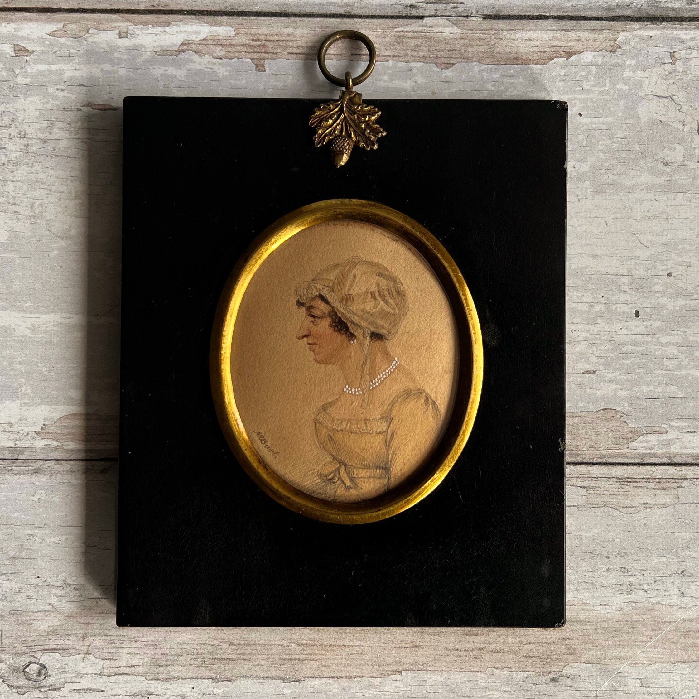 19th Century A R Burt Portrait Miniature of a Regency Lady Dated 1812 Jane Austen Period