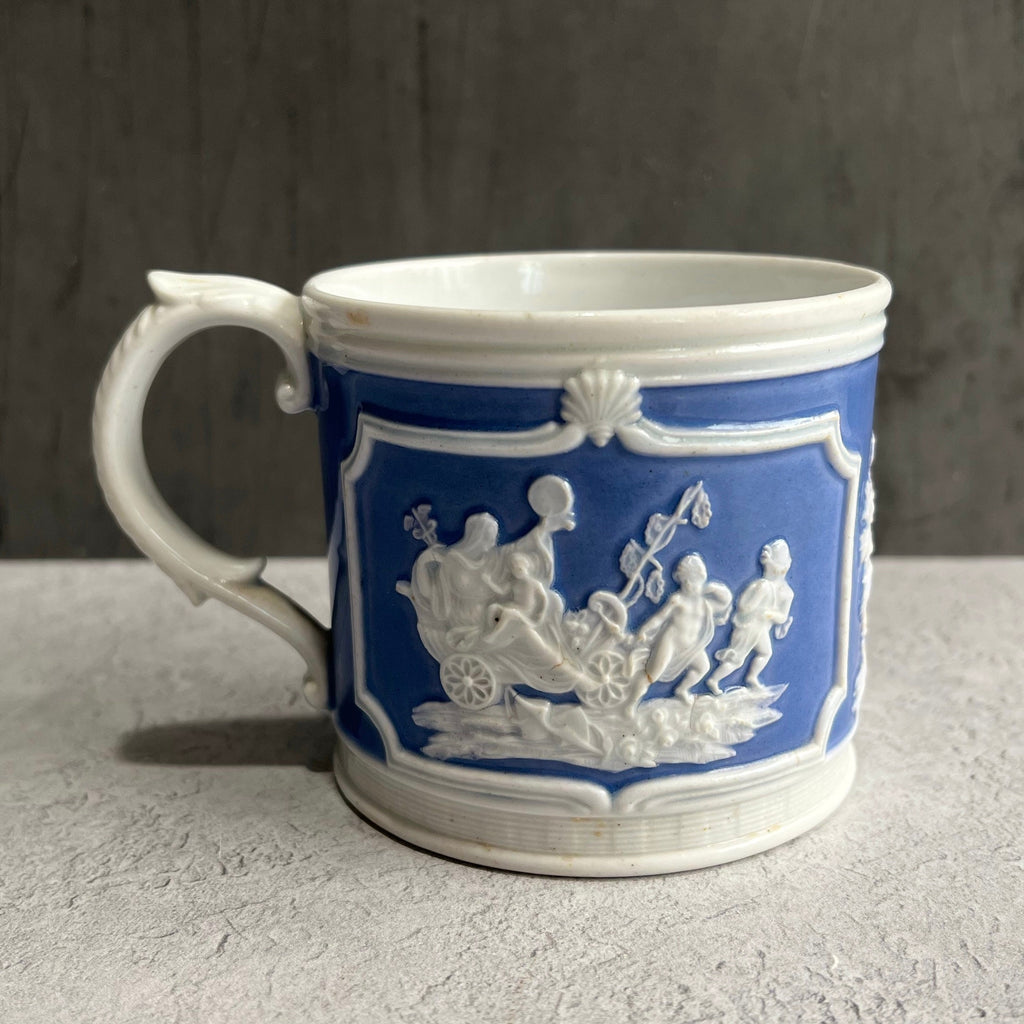 Antique Mug Job Ridgway & Sons Classical Sprigged Blue And White C 1820