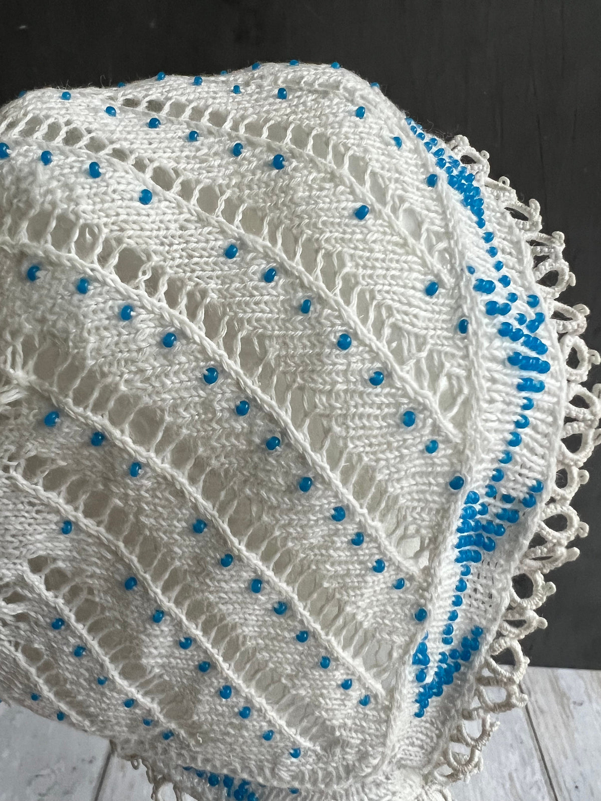 Georgian Childrens Beadwork Cap Knitted Beaded Infants Bonnet Circa 1830