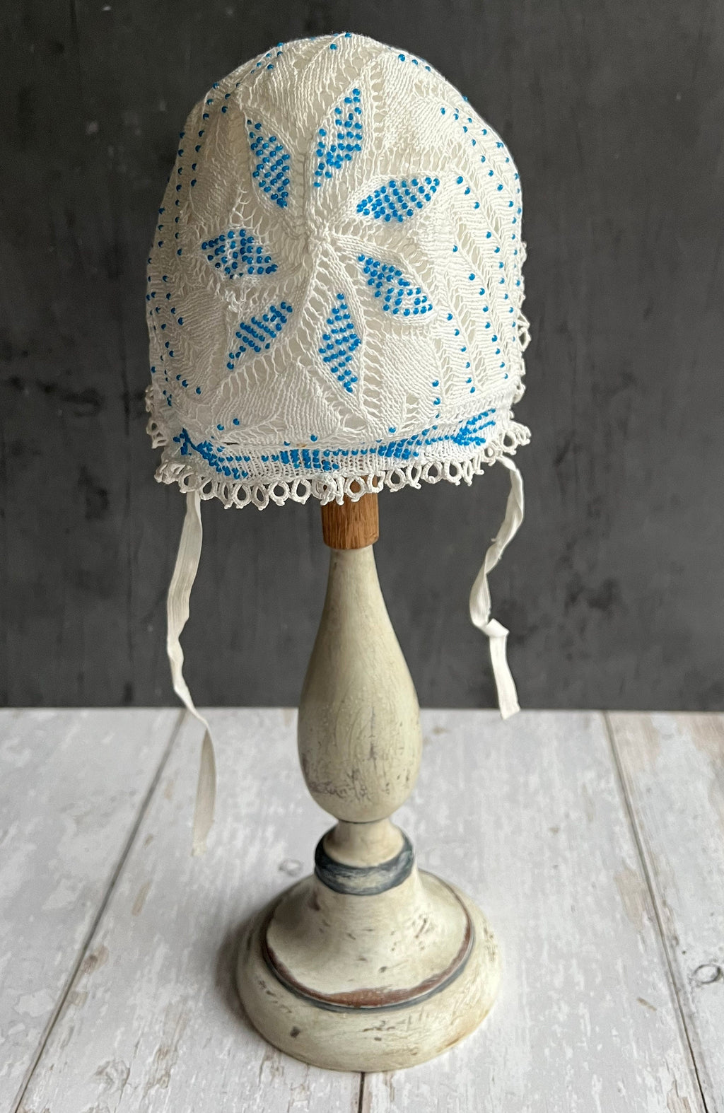 Georgian Childrens Beadwork Cap Knitted Beaded Infants Bonnet Circa 1830