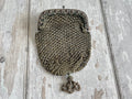 Georgian Purse Netted Sea Green and Silver Thread Cut Steel Frame Circa 1820
