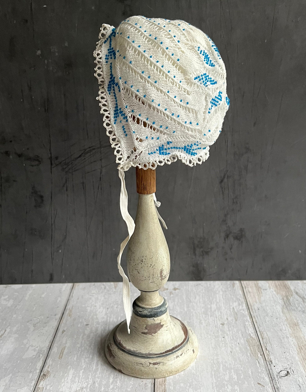 Georgian Childrens Beadwork Cap Knitted Beaded Infants Bonnet Circa 1830