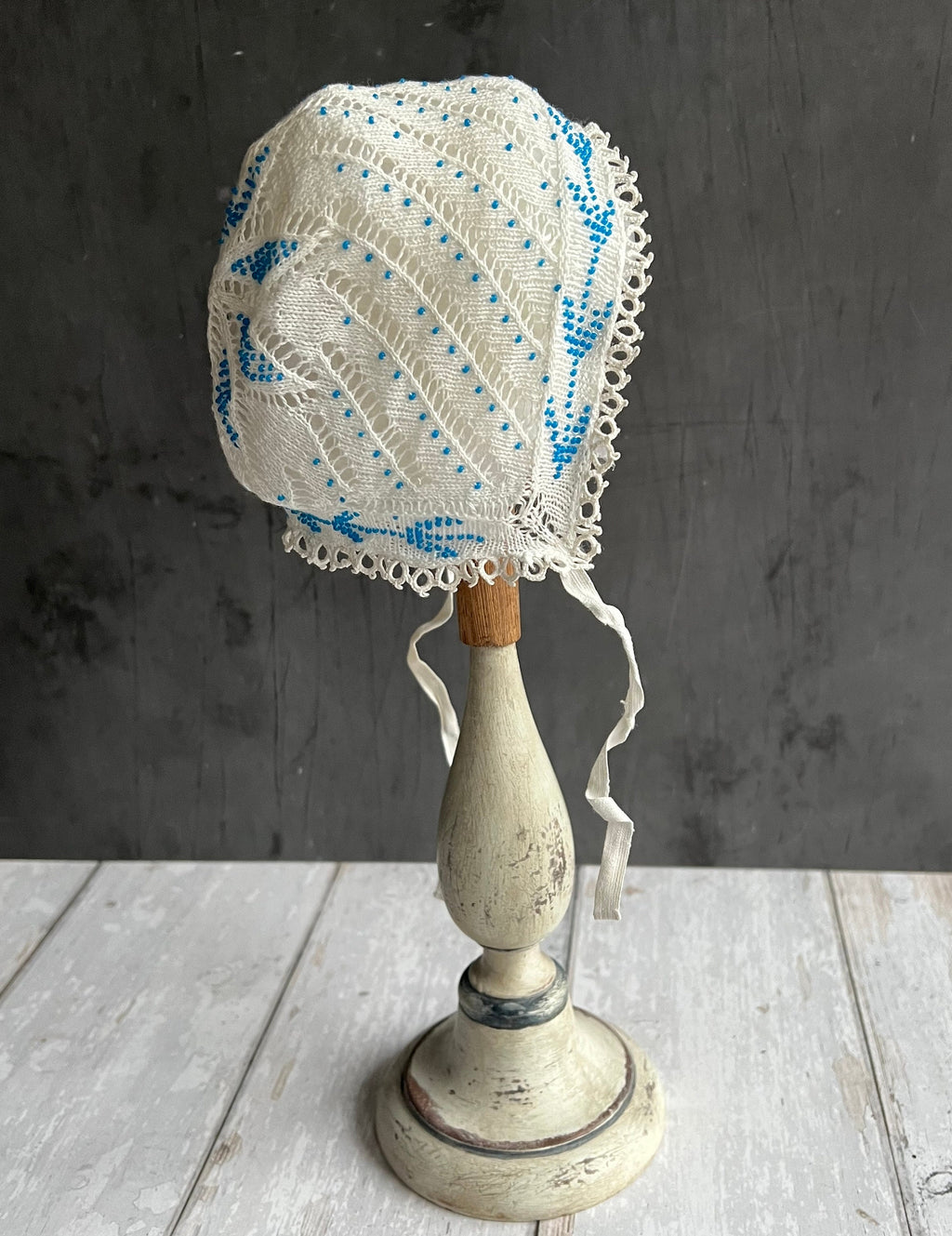 Georgian Childrens Beadwork Cap Knitted Beaded Infants Bonnet Circa 1830