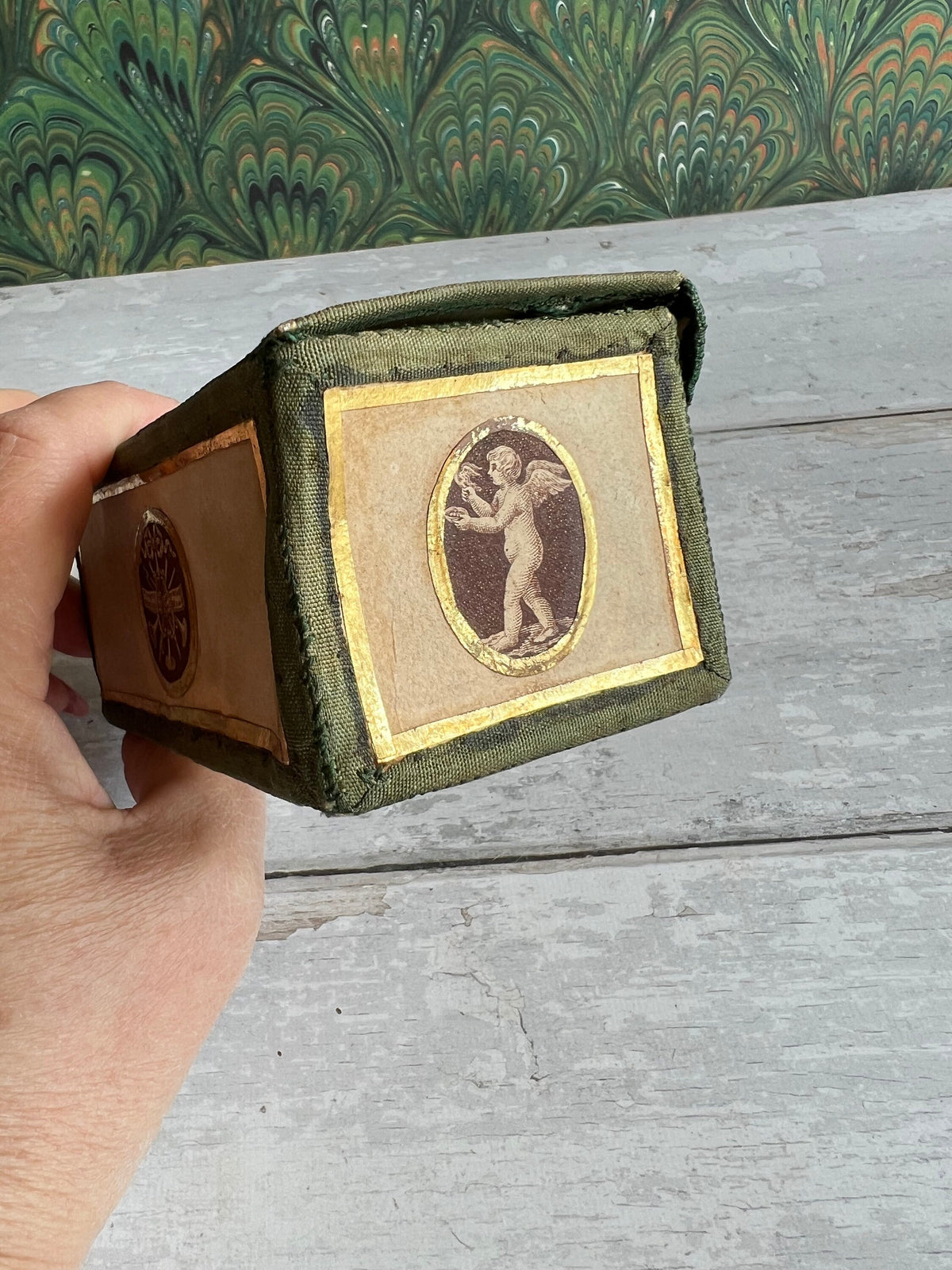 Antique Georgian Miniature Sewing Etui Vellum Sewing Box Marriage Gift Circa 1780