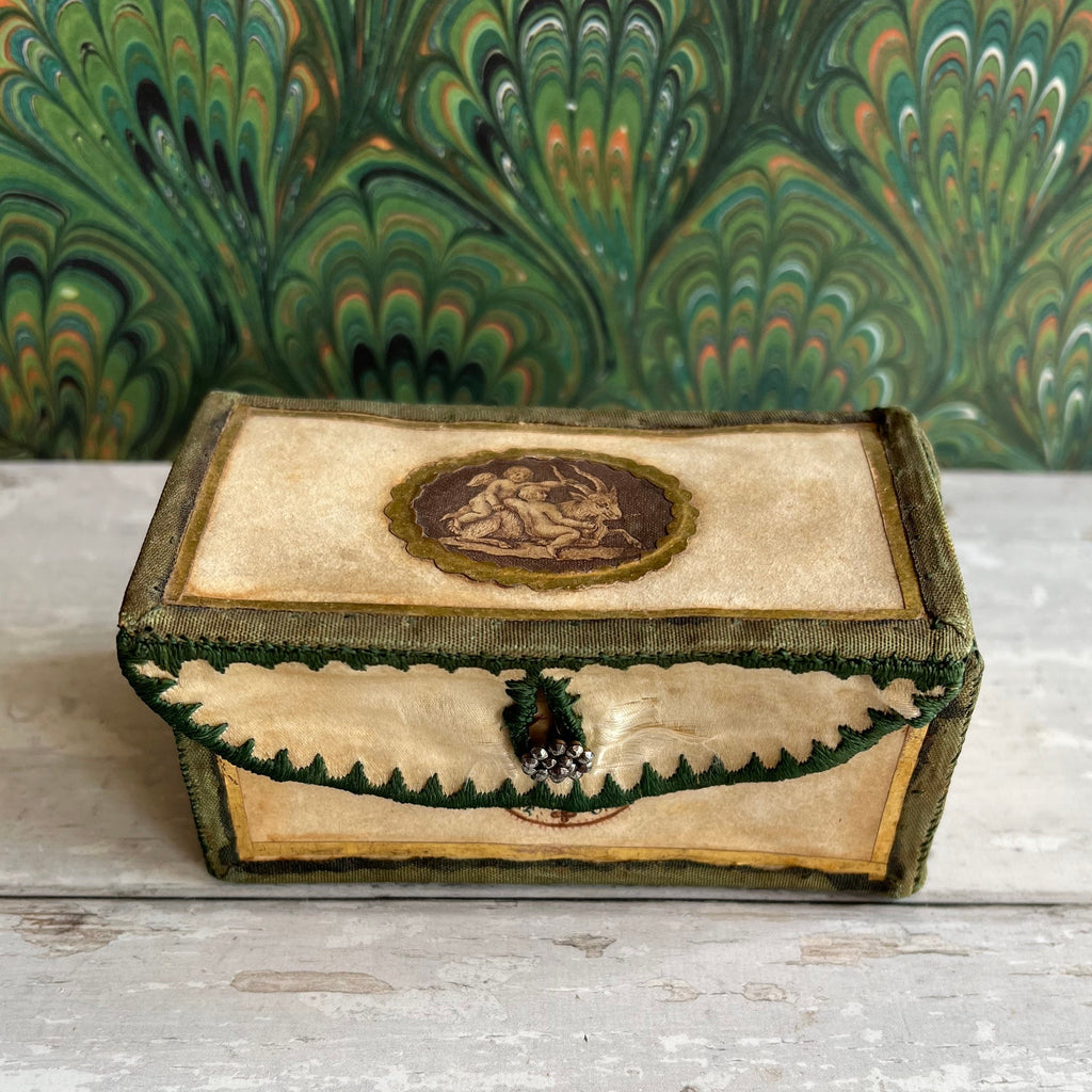 Antique Georgian Miniature Sewing Etui Vellum Sewing Box Marriage Gift Circa 1780