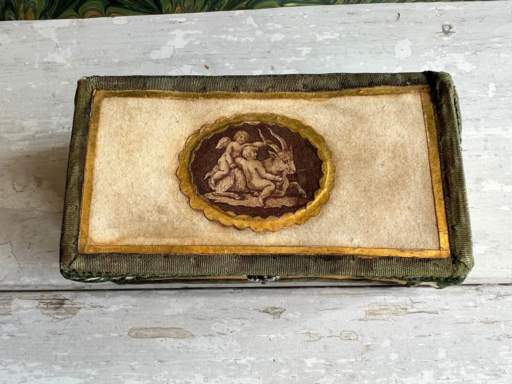Antique Georgian Miniature Sewing Etui Vellum Sewing Box Marriage Gift Circa 1780