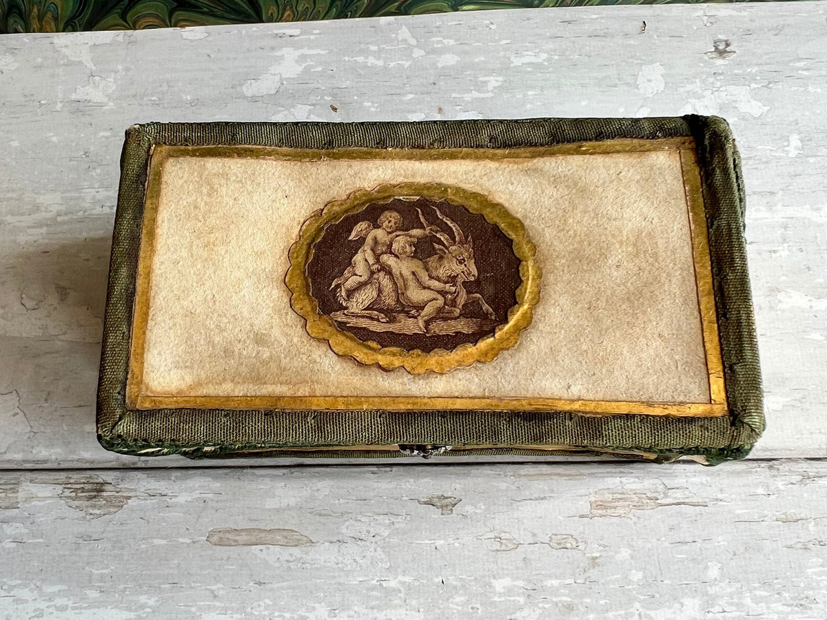 Antique Georgian Miniature Sewing Etui Vellum Sewing Box Marriage Gift Circa 1780