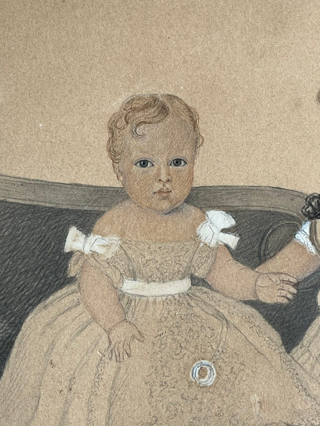Antique Painting Portrait of Children Two Sisters Georgian Circa 1825