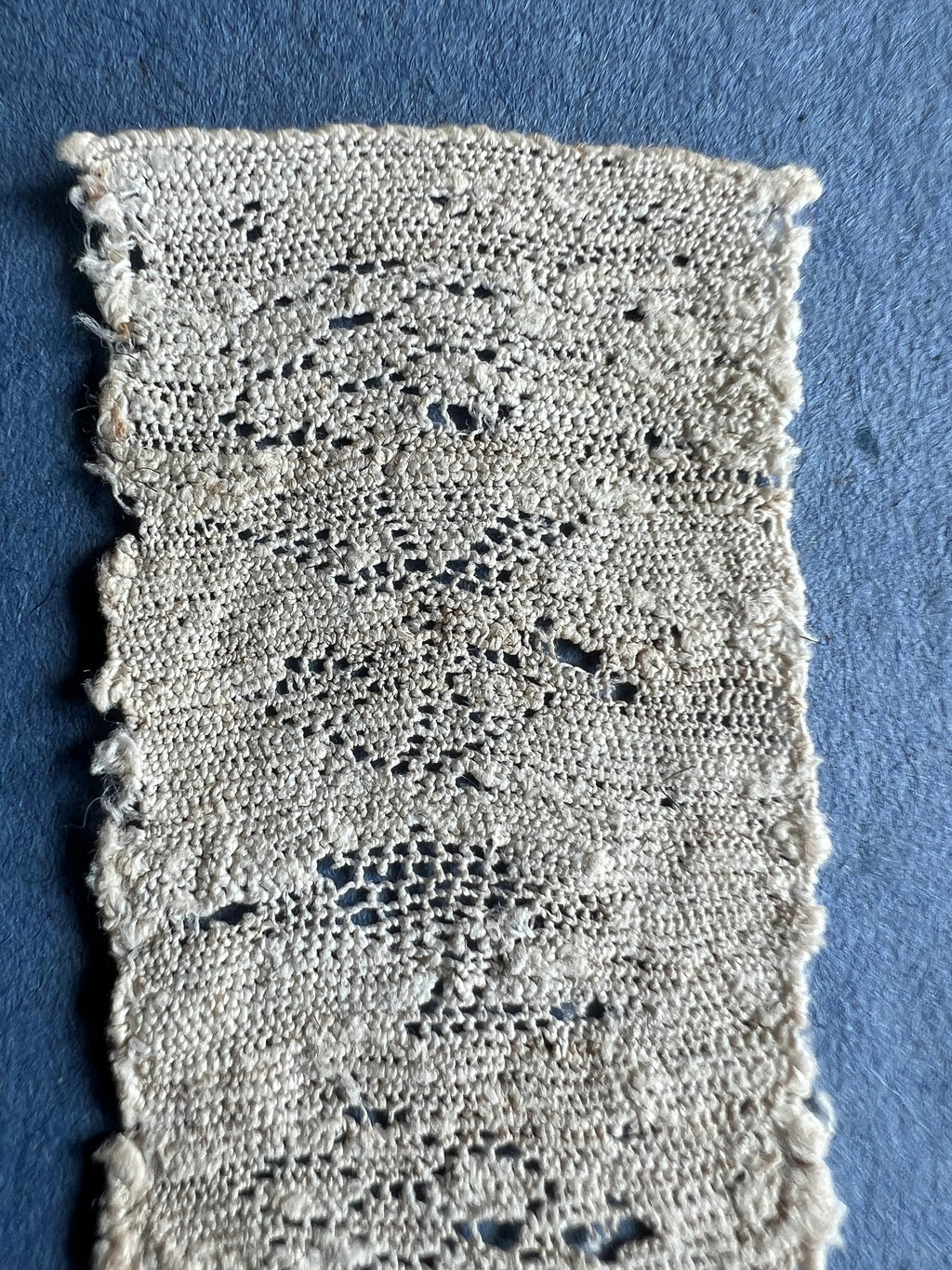 Antique 18th Century Hollie Point Needle Lace Fragment Circa 1700s