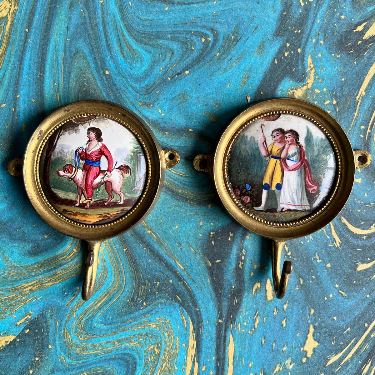 Rare 18th Century Miniature Painting on Enamel PAIR C 1780
