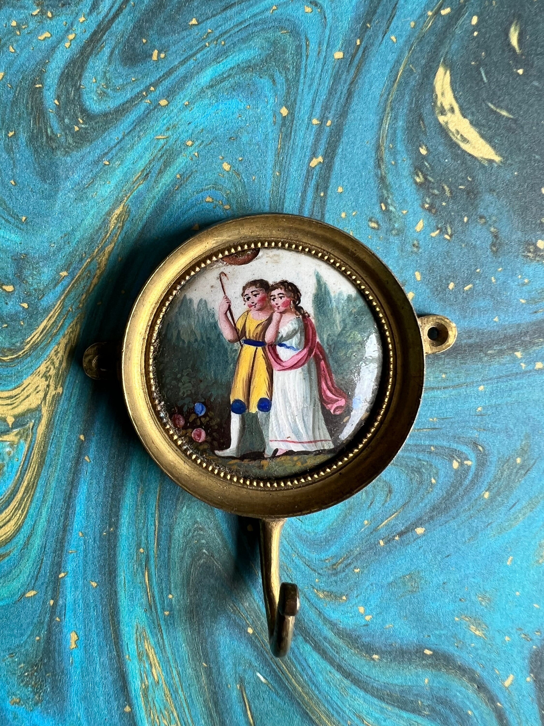 Rare 18th Century Miniature Painting on Enamel PAIR C 1780