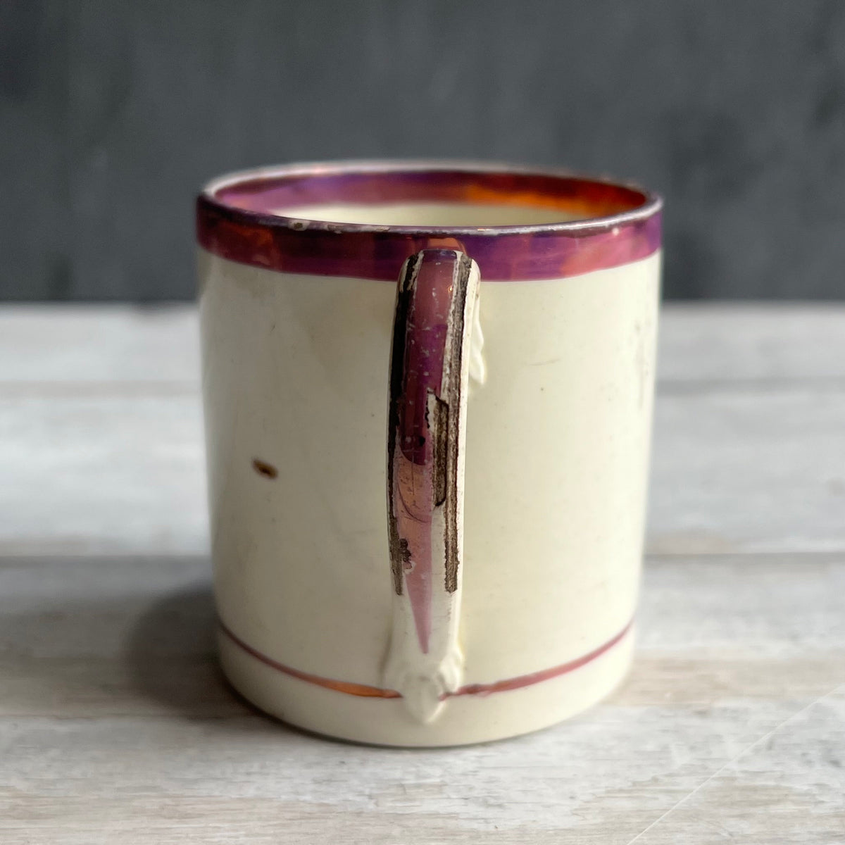 RARE Childs Mug Courtship Country House Pink Lustre Ware Circa 1820