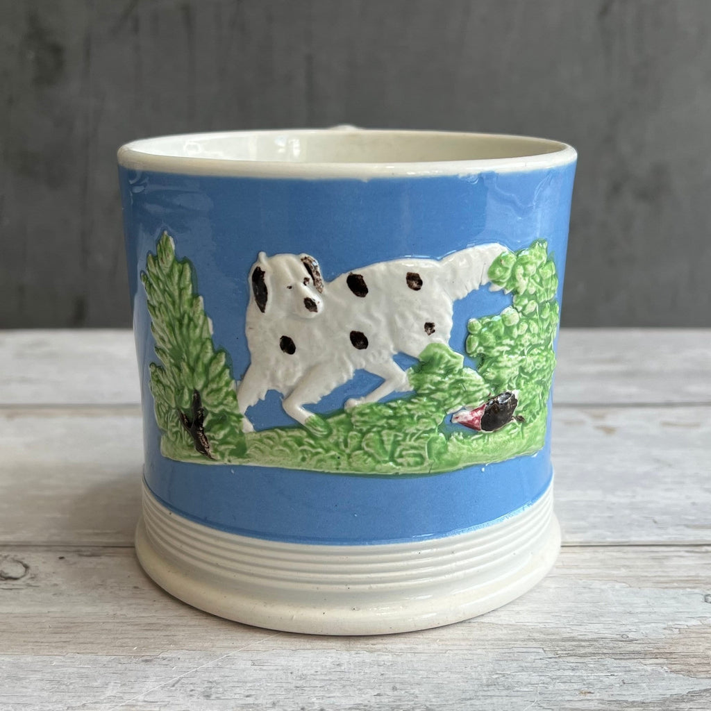 RARE 19th Century Large Dog Sprigged Mug Classical Figures C 1840