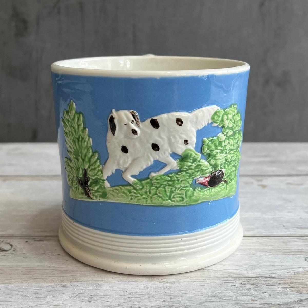 RARE 19th Century Large Dog Sprigged Mug Classical Figures C 1840