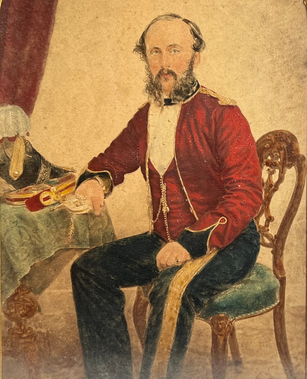Victorian Miniature Portrait Pair, Mainwaring Family, Madras Army