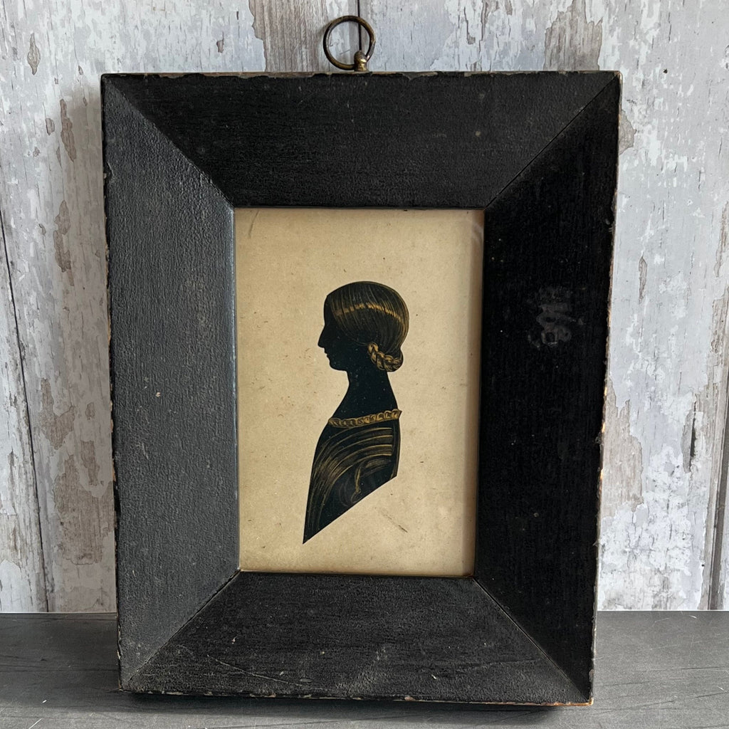 Antique Portrait Silhouette By Merryweather Young Lady With Braided Plait C 1840s