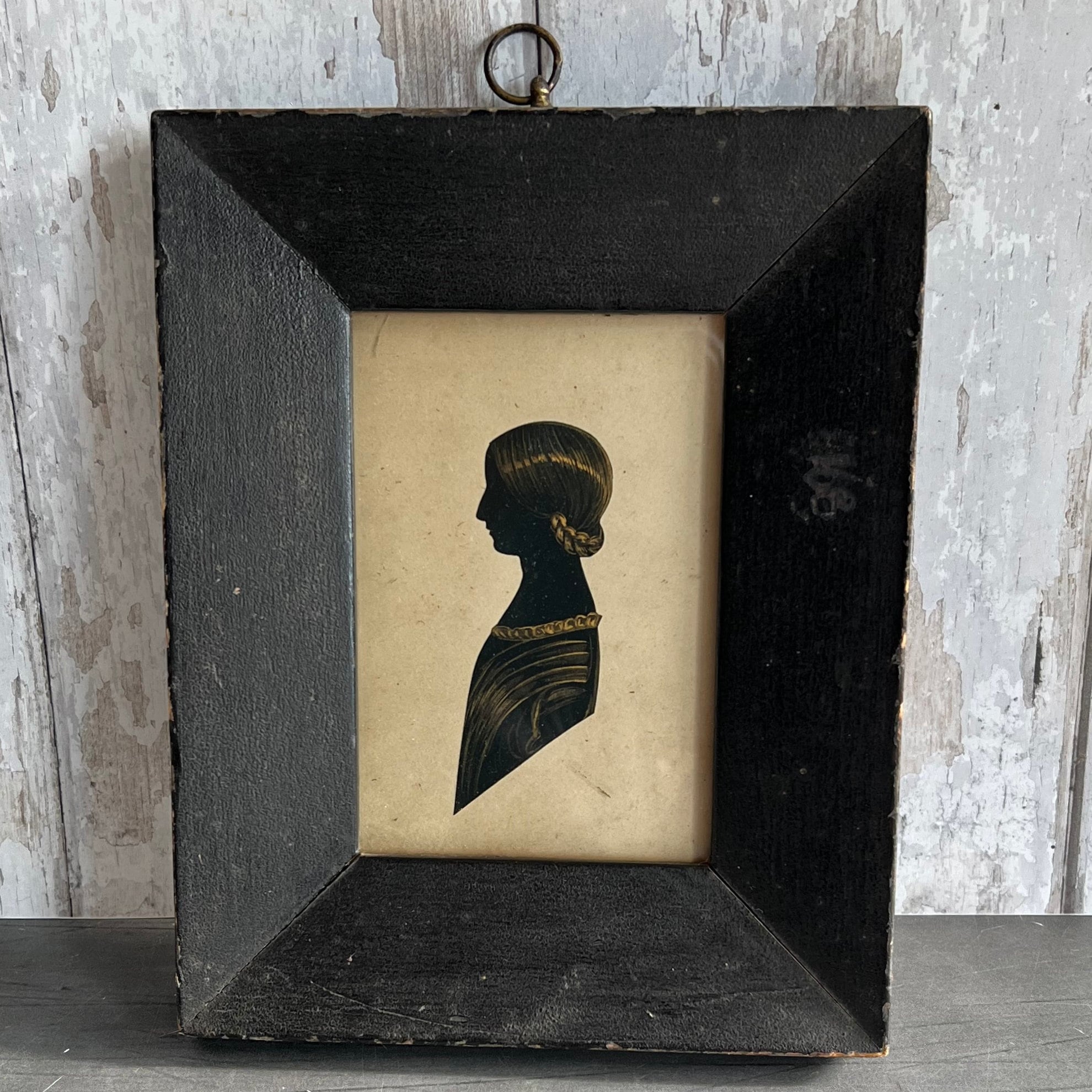 Antique Portrait Silhouette By Merryweather Young Lady With Braided Plait C 1840s