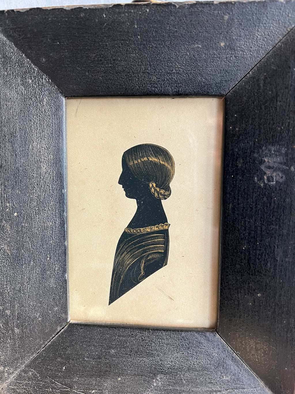 Antique Portrait Silhouette By Merryweather Young Lady With Braided Plait C 1840s