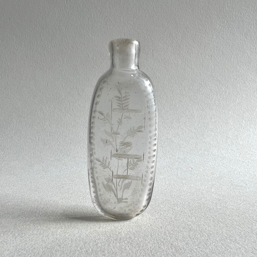 Georgian Miniature English Glass Scent Bottle Engraved Initials E.H Circa 1800 AF