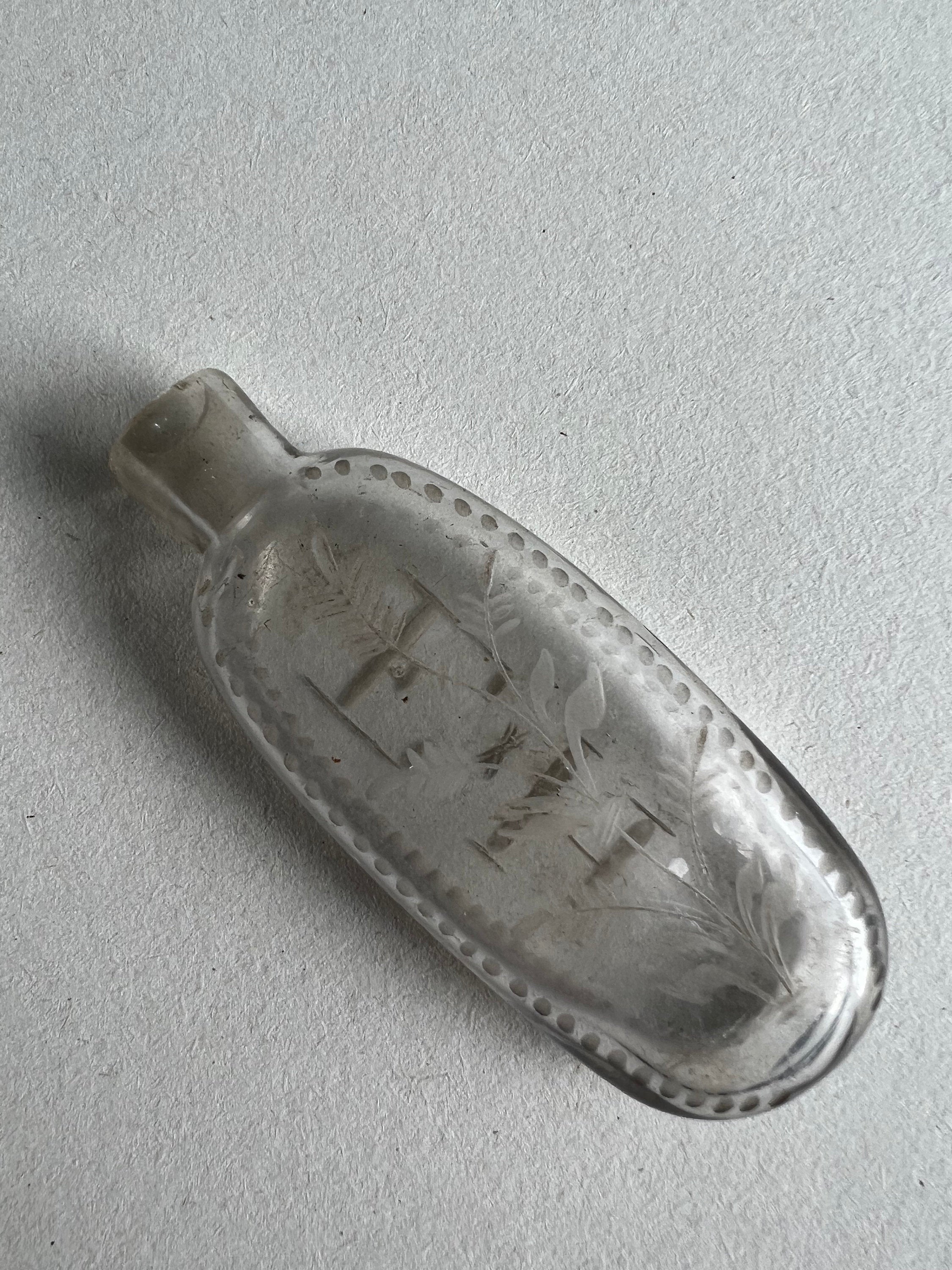 Georgian Miniature English Glass Scent Bottle Engraved Initials E.H Circa 1800 AF