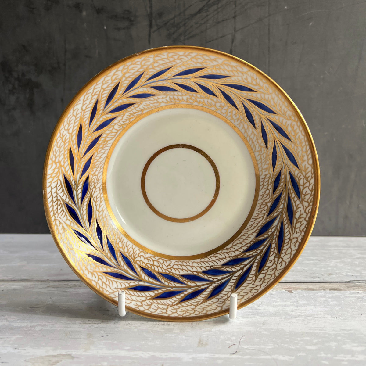 Antique Derby Porcelain Tea Cup and Saucer Leaf Pattern Circa 1810