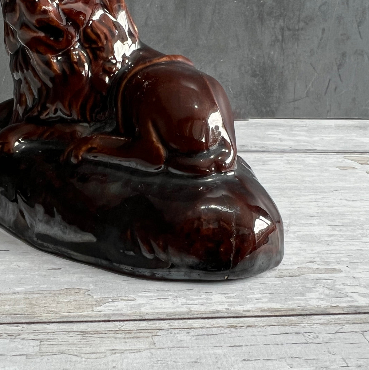 Adorable 19th Century Pottery Lion Treacle Glaze Figure English Pottery C 1840