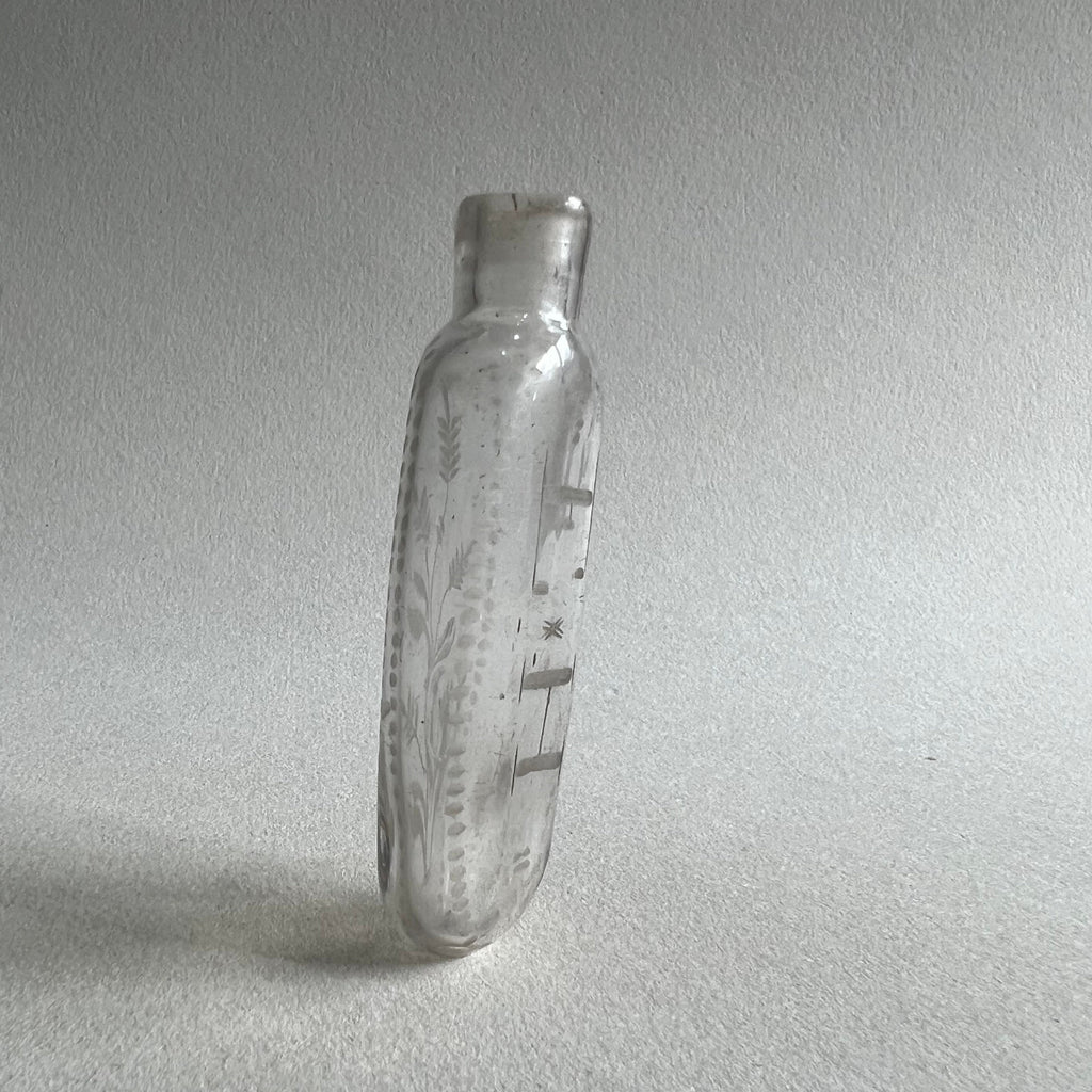 Georgian Miniature English Glass Scent Bottle Engraved Initials E.H Circa 1800 AF