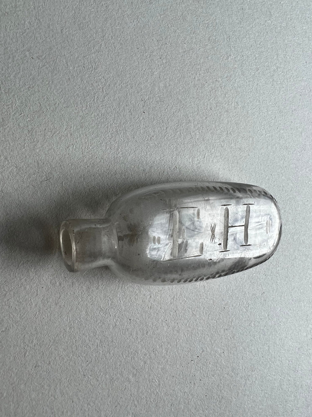 Georgian Miniature English Glass Scent Bottle Engraved Initials E.H Circa 1800 AF