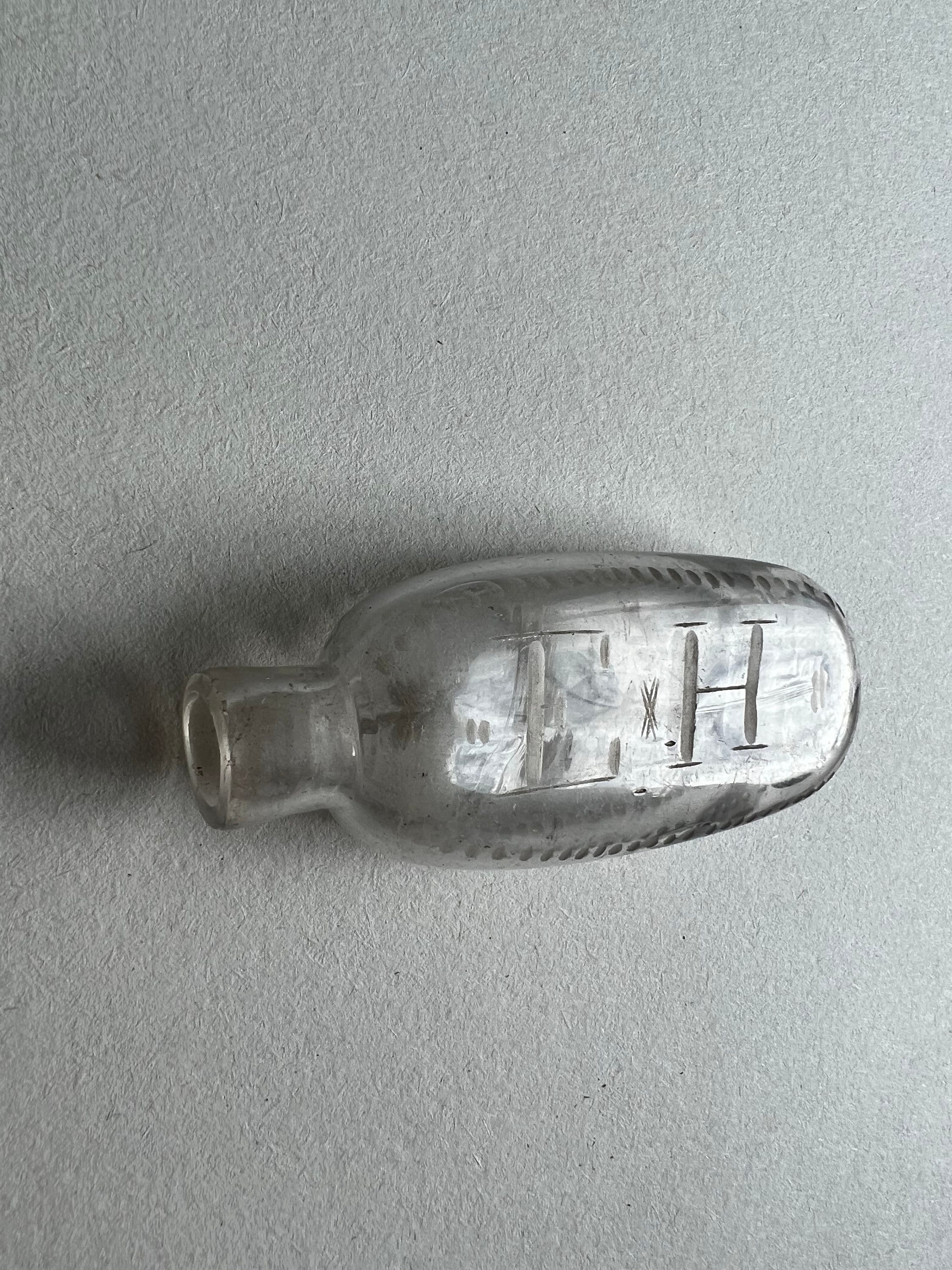 Georgian Miniature English Glass Scent Bottle Engraved Initials E.H Circa 1800 AF