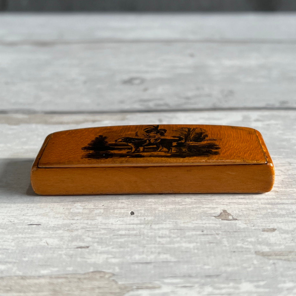 RARE 19th Century Miniature Newfoundland Dog Snuff Box Mauchline Ware The little Jockey C 1850