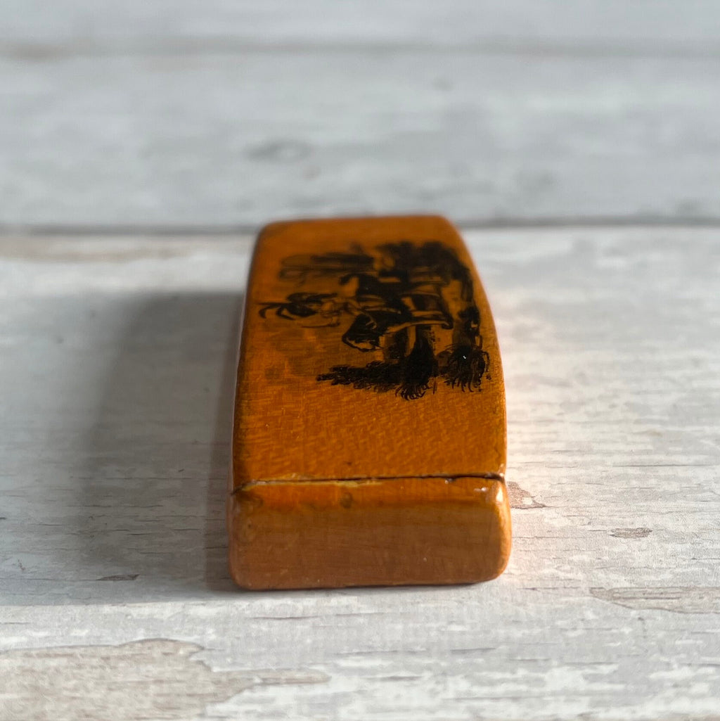 RARE 19th Century Miniature Newfoundland Dog Snuff Box Mauchline Ware The little Jockey C 1850