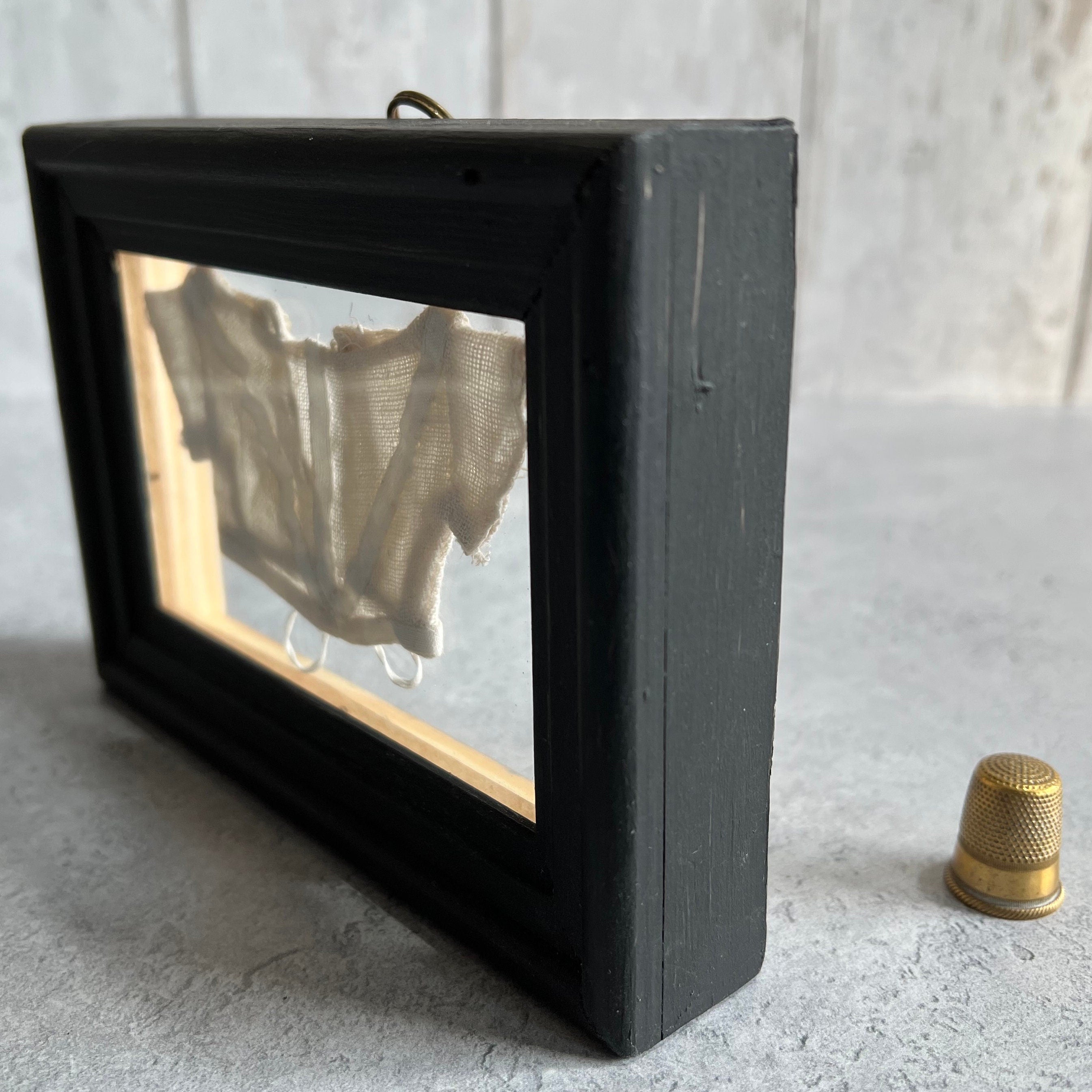 Antique 19th Century Miniature Doll Chemise Later Framed