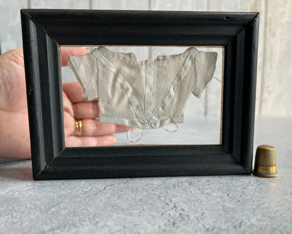 Antique 19th Century Miniature Doll Chemise Later Framed