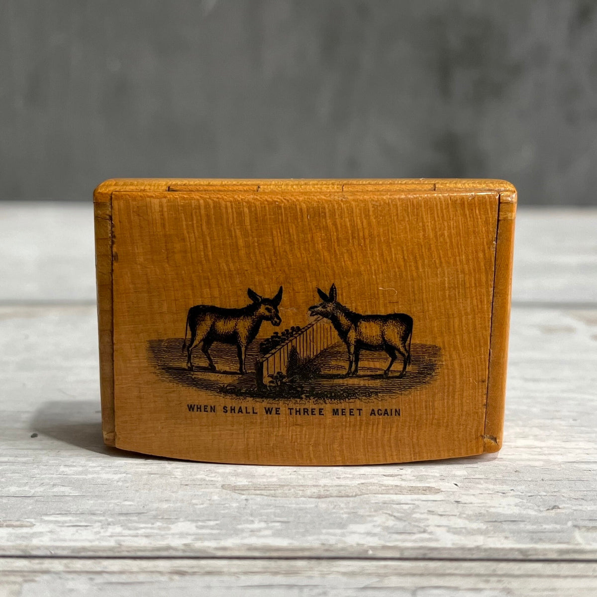 19th Century TINY Mauchline Ware Snuff Box Donkey Shakespeare Macbeth Adolph Frankau C 1850