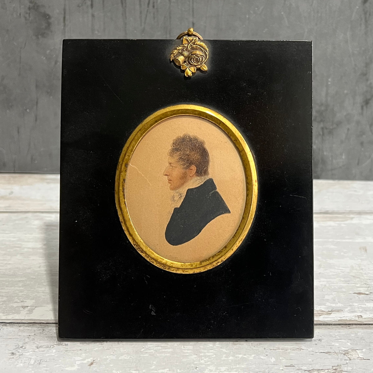 Antique Regency Painting Portrait Miniature Gentleman Circa 1810 AF