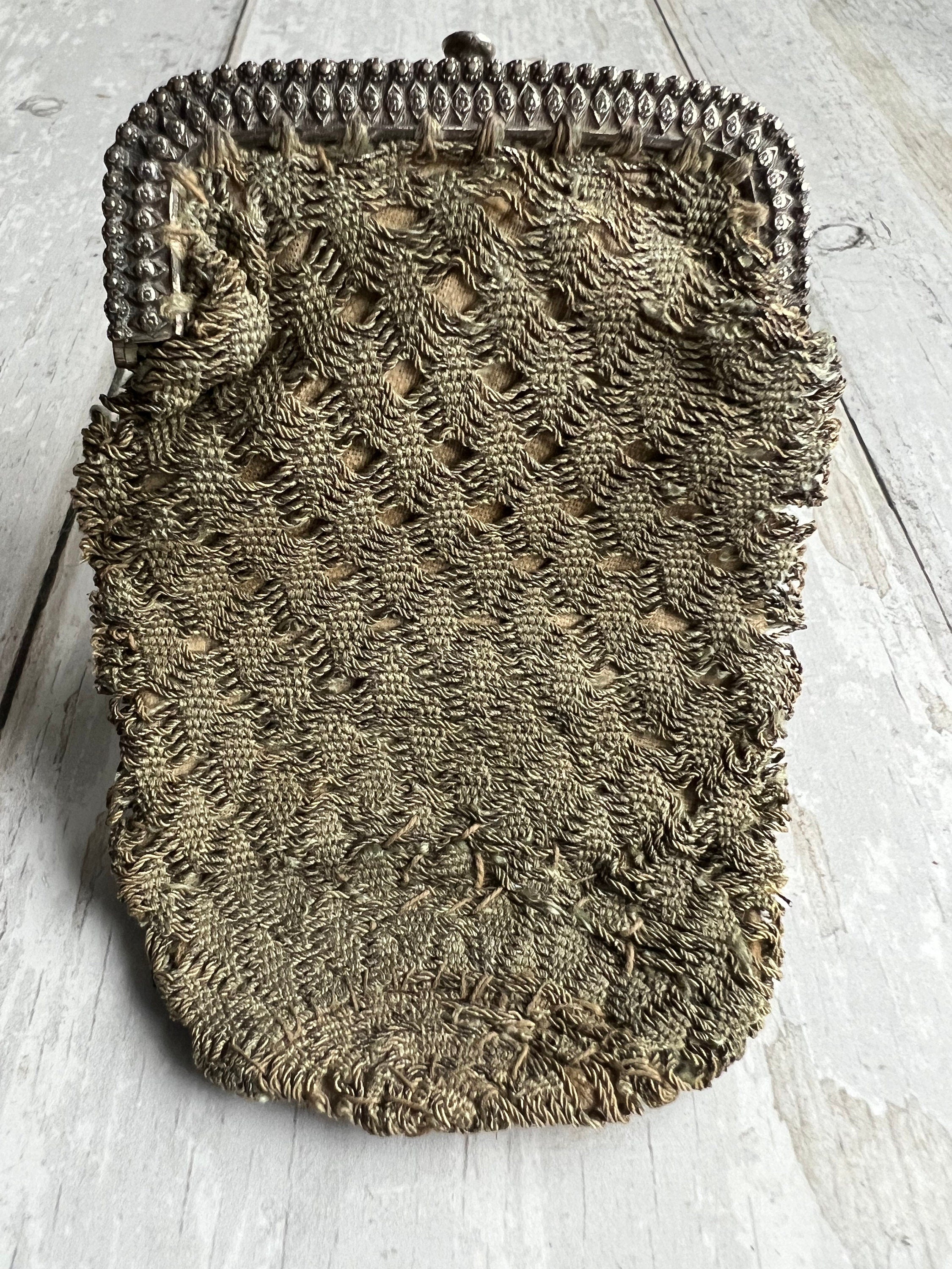 Antique Regency Purse Pale Green and Silver Silk Netted Silver Frame Circa 1815 AF