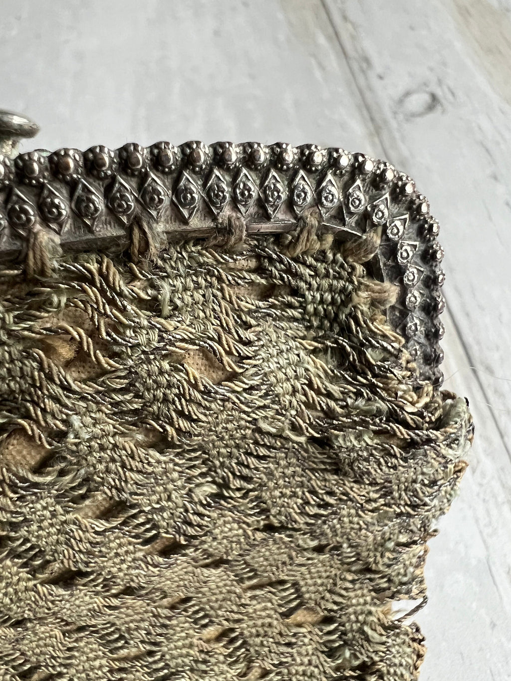 Antique Regency Purse Pale Green and Silver Silk Netted Silver Frame Circa 1815 AF