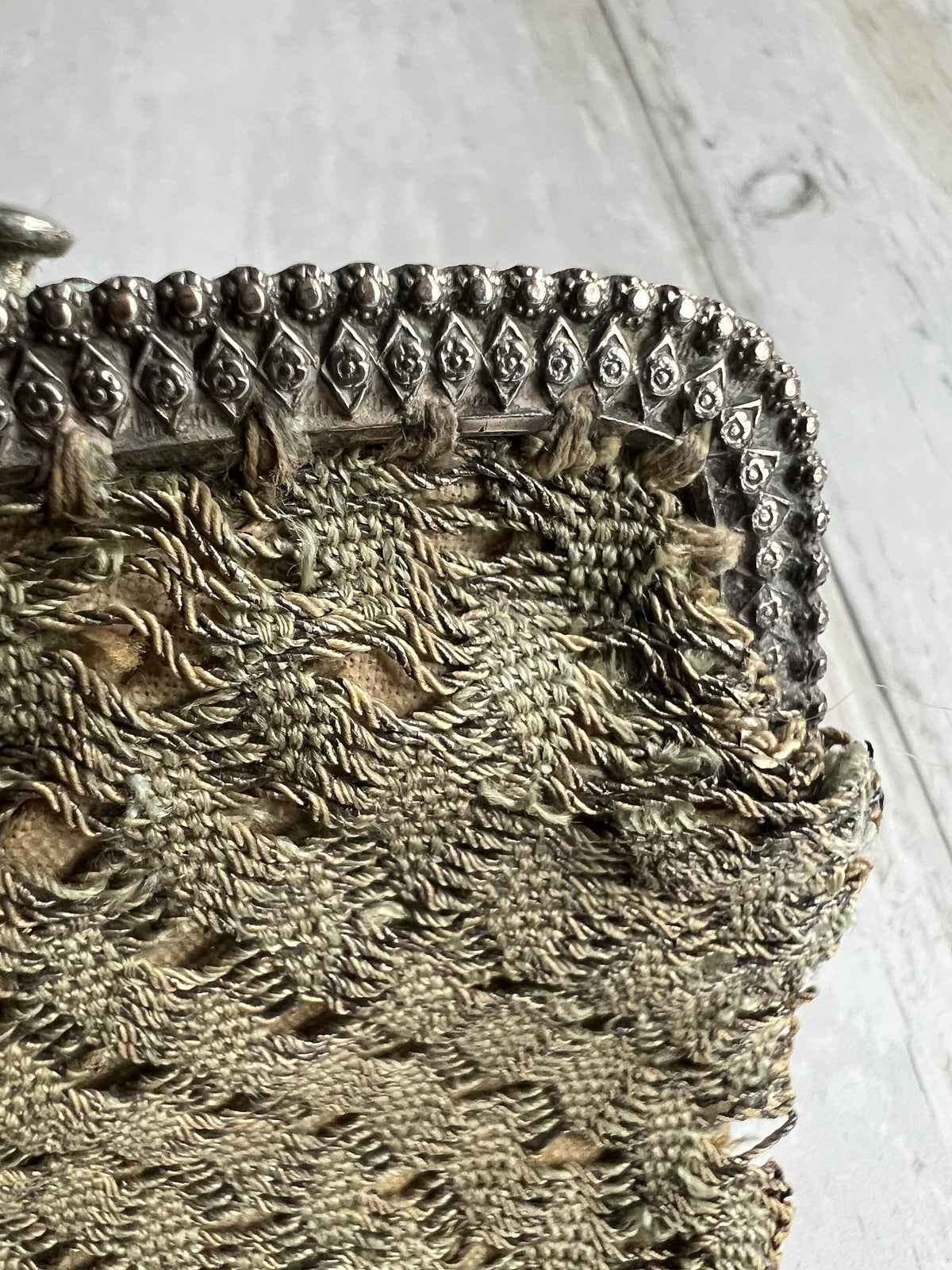 Antique Regency Purse Pale Green and Silver Silk Netted Silver Frame Circa 1815 AF