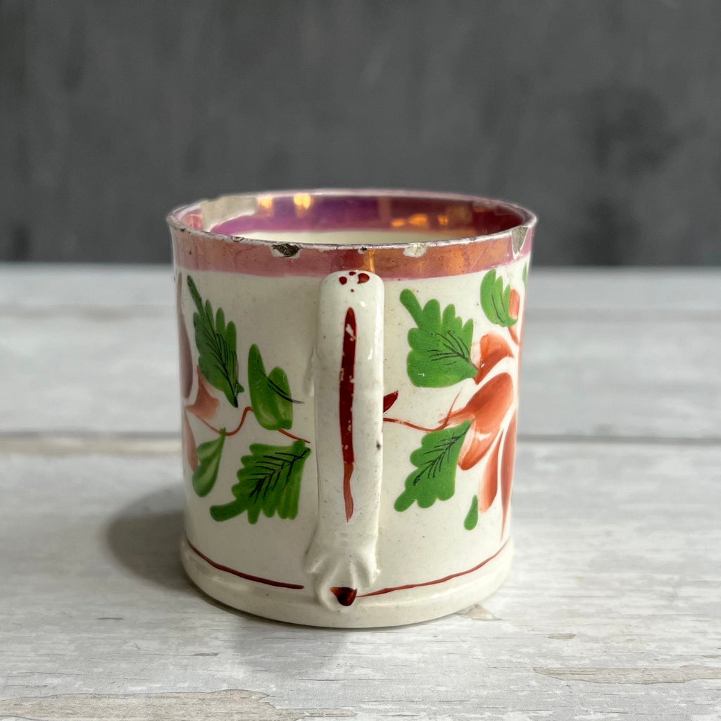 Antique Miniature Toy Mug Floral Lustre Folk Art Children’s China C 1820