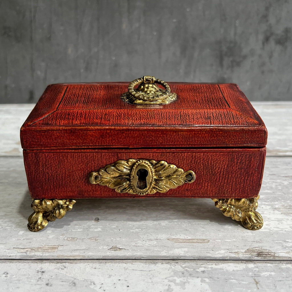 19th Century Georgian Childs Red Leather Sewing Box C 1810 AF