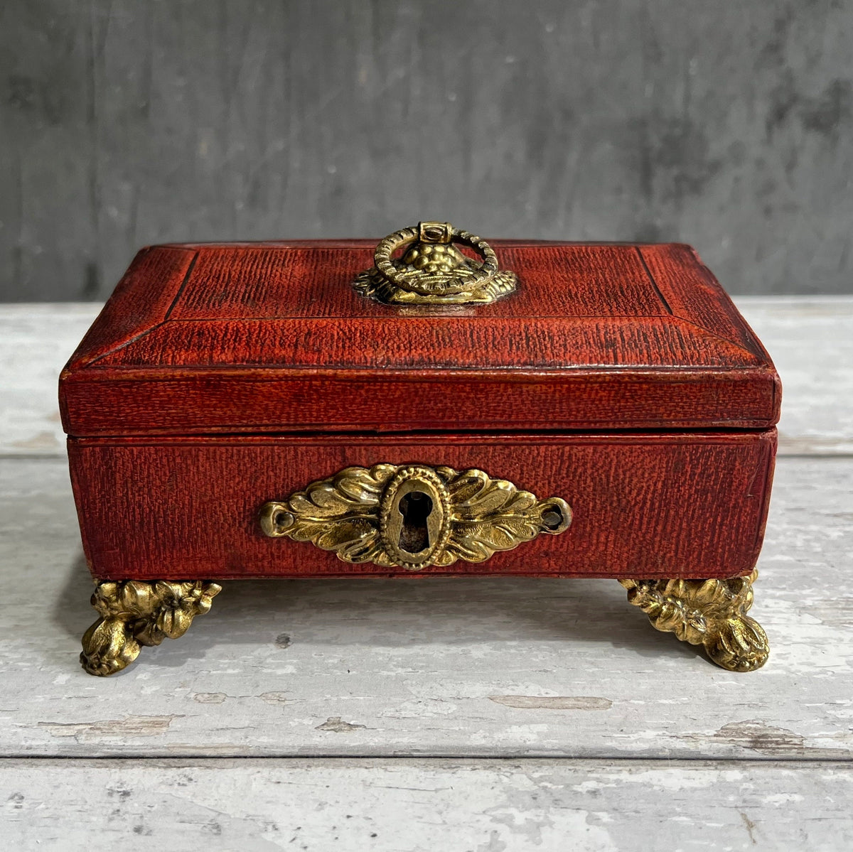 19th Century Georgian Childs Red Leather Sewing Box C 1810 AF