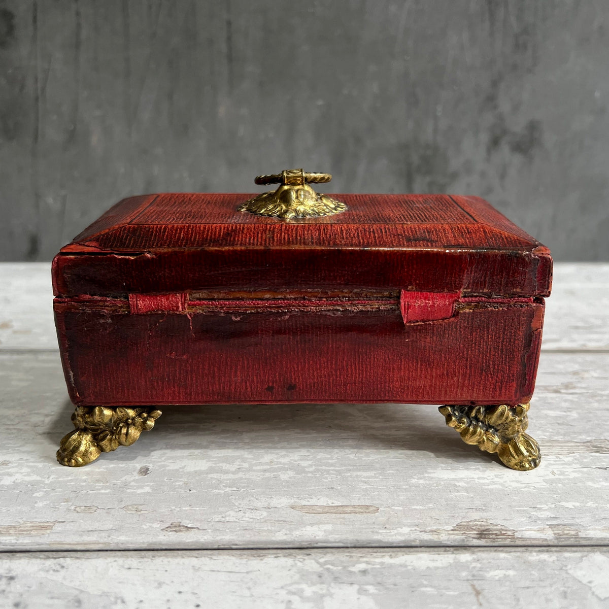 19th Century Georgian Childs Red Leather Sewing Box C 1810 AF